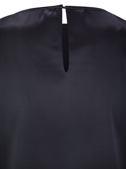 Brunello Cucinelli Women Stretch Silk Satin Top With Jewellery by Luosophy