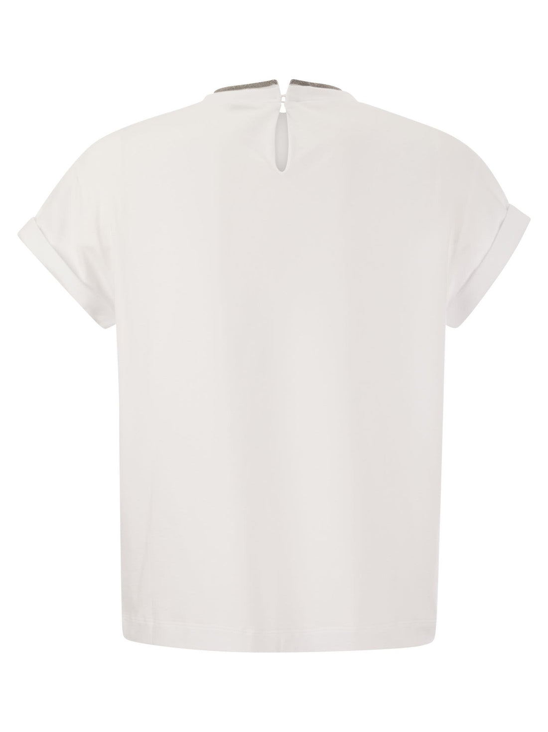 Brunello Cucinelli Women Stretch Cotton Jersey T-Shirt With Precious Faux-Layering by Luosophy