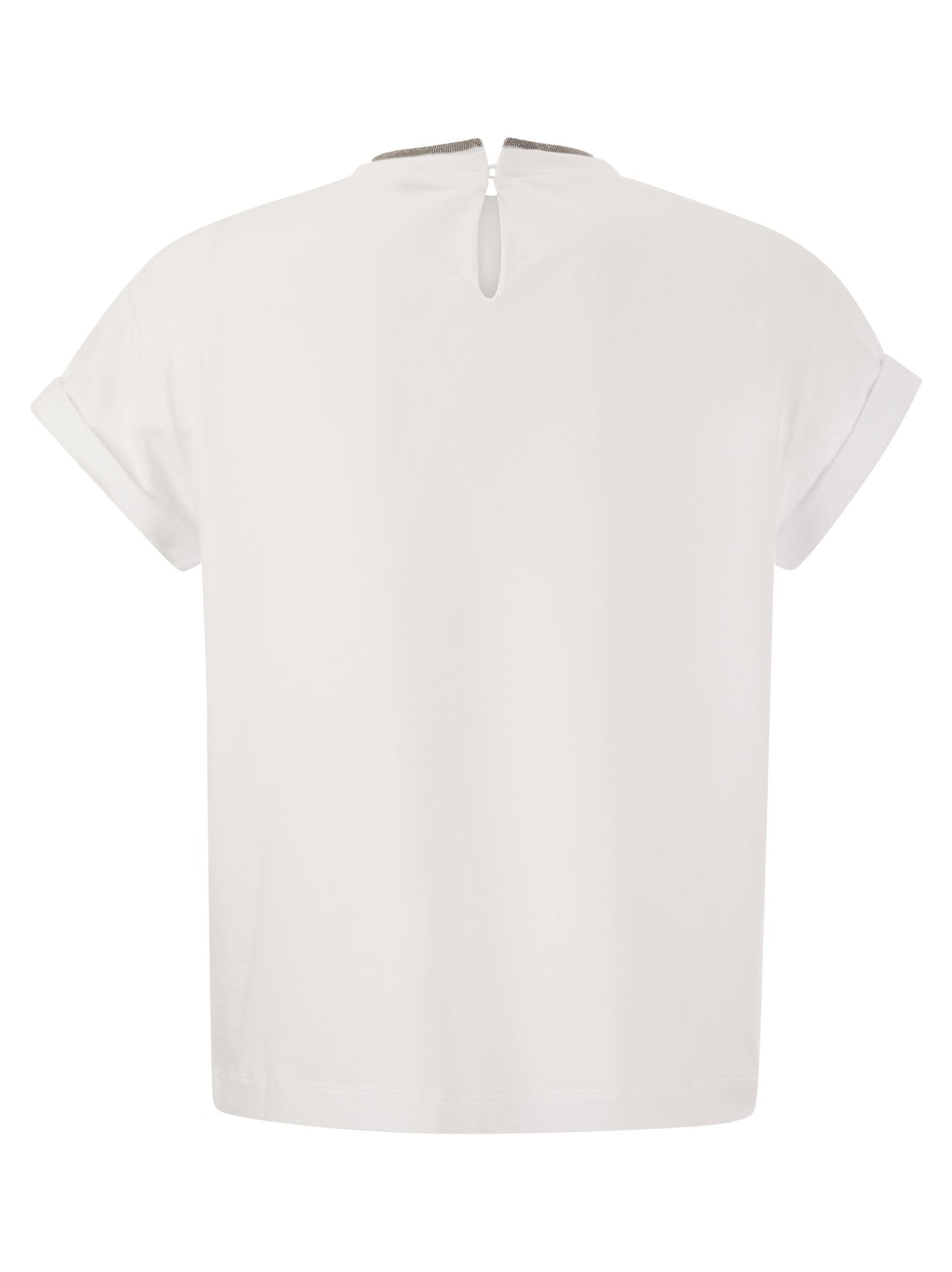 Brunello Cucinelli Women Stretch Cotton Jersey T-Shirt With Precious Faux-Layering by Luosophy