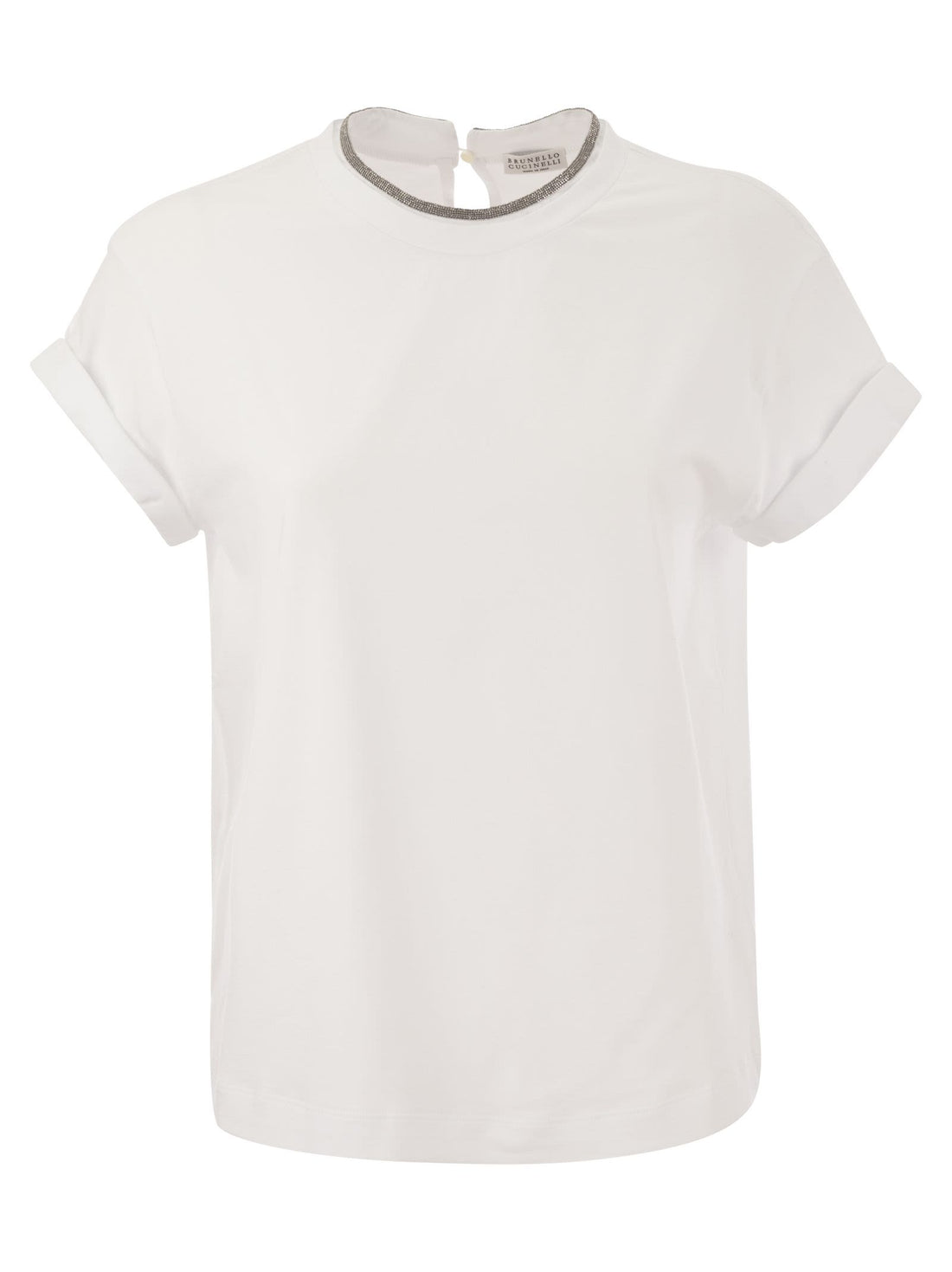 Brunello Cucinelli Women Stretch Cotton Jersey T-Shirt With Precious Faux-Layering by Luosophy