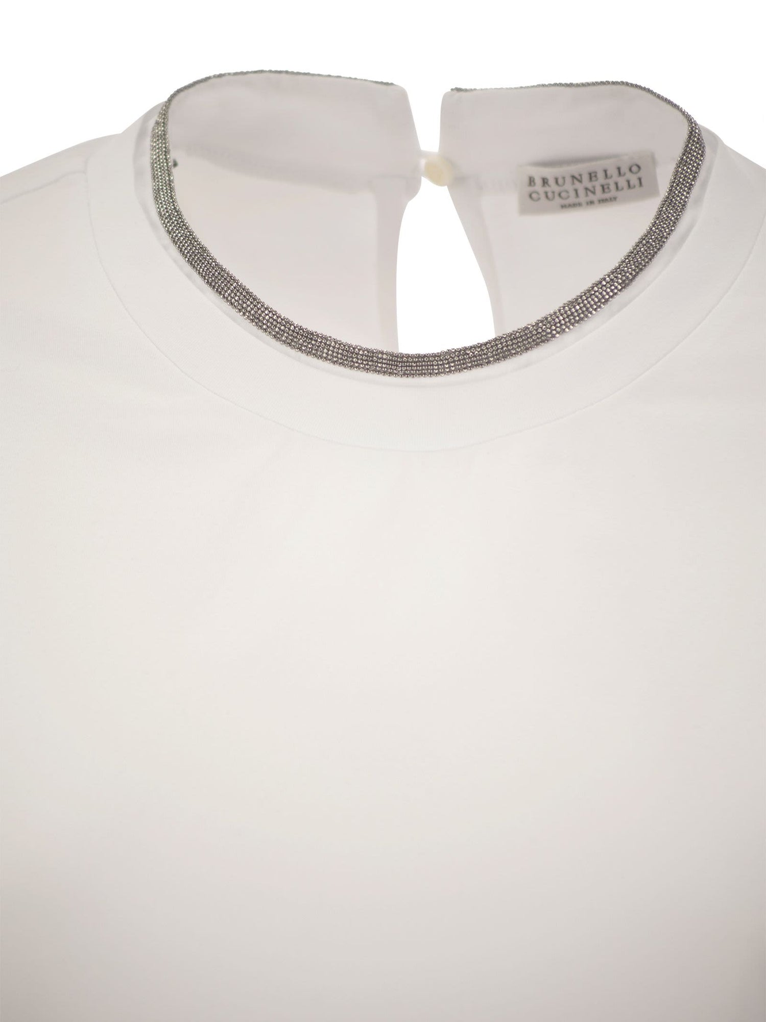 Brunello Cucinelli Women Stretch Cotton Jersey T-Shirt With Precious Faux-Layering by Luosophy