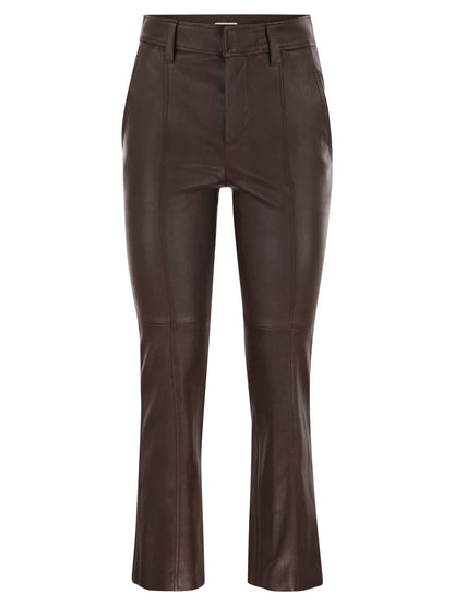 Brunello Cucinelli Women Stretch Nappa Leather Square Cigarette Trousers With Jewellery by Luosophy