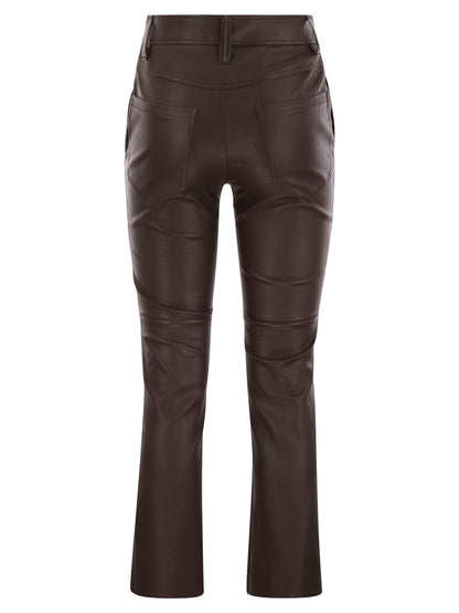 Brunello Cucinelli Women Stretch Nappa Leather Square Cigarette Trousers With Jewellery by Luosophy