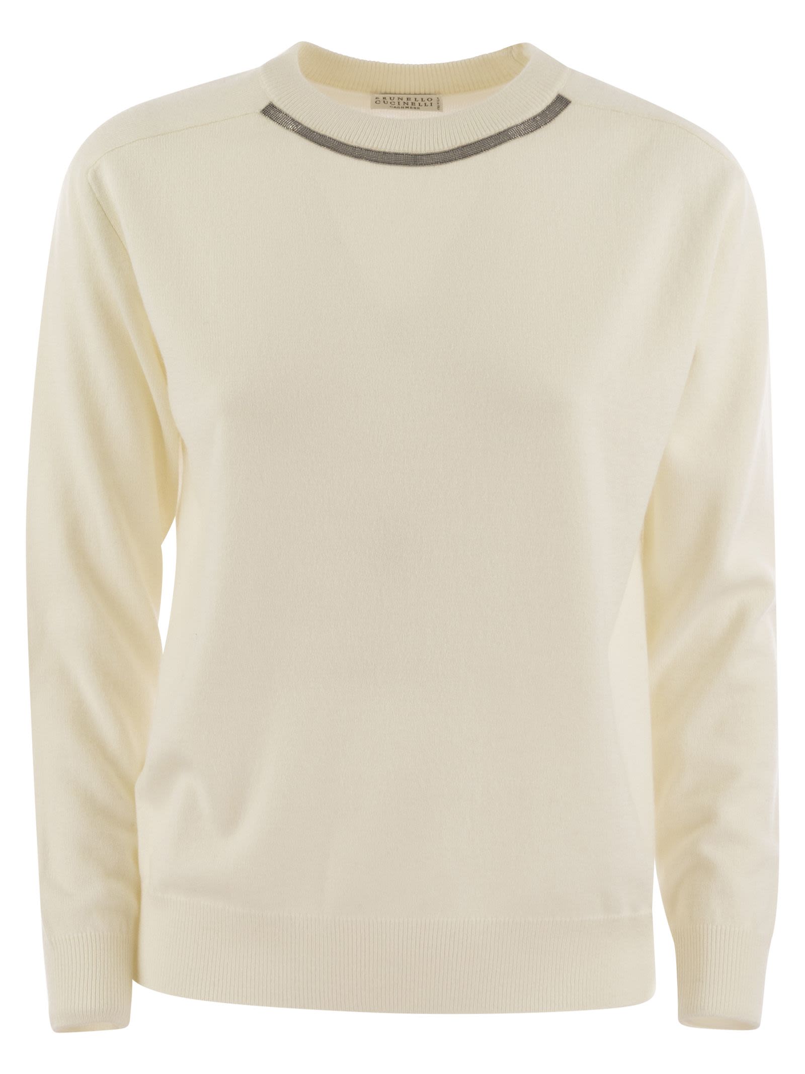 Brunello Cucinelli Women Cashmere Sweater With Neck Jewel by Luosophy