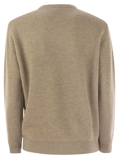 Brunello Cucinelli Women English Rib Cashmere Sweater With Monile by Luosophy