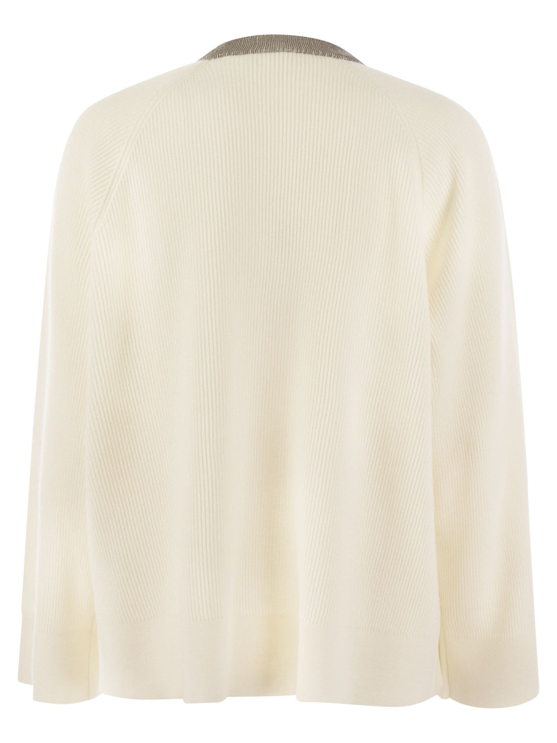 Brunello Cucinelli Women Ribbed Cashmere Sweater With Necklace by Luosophy