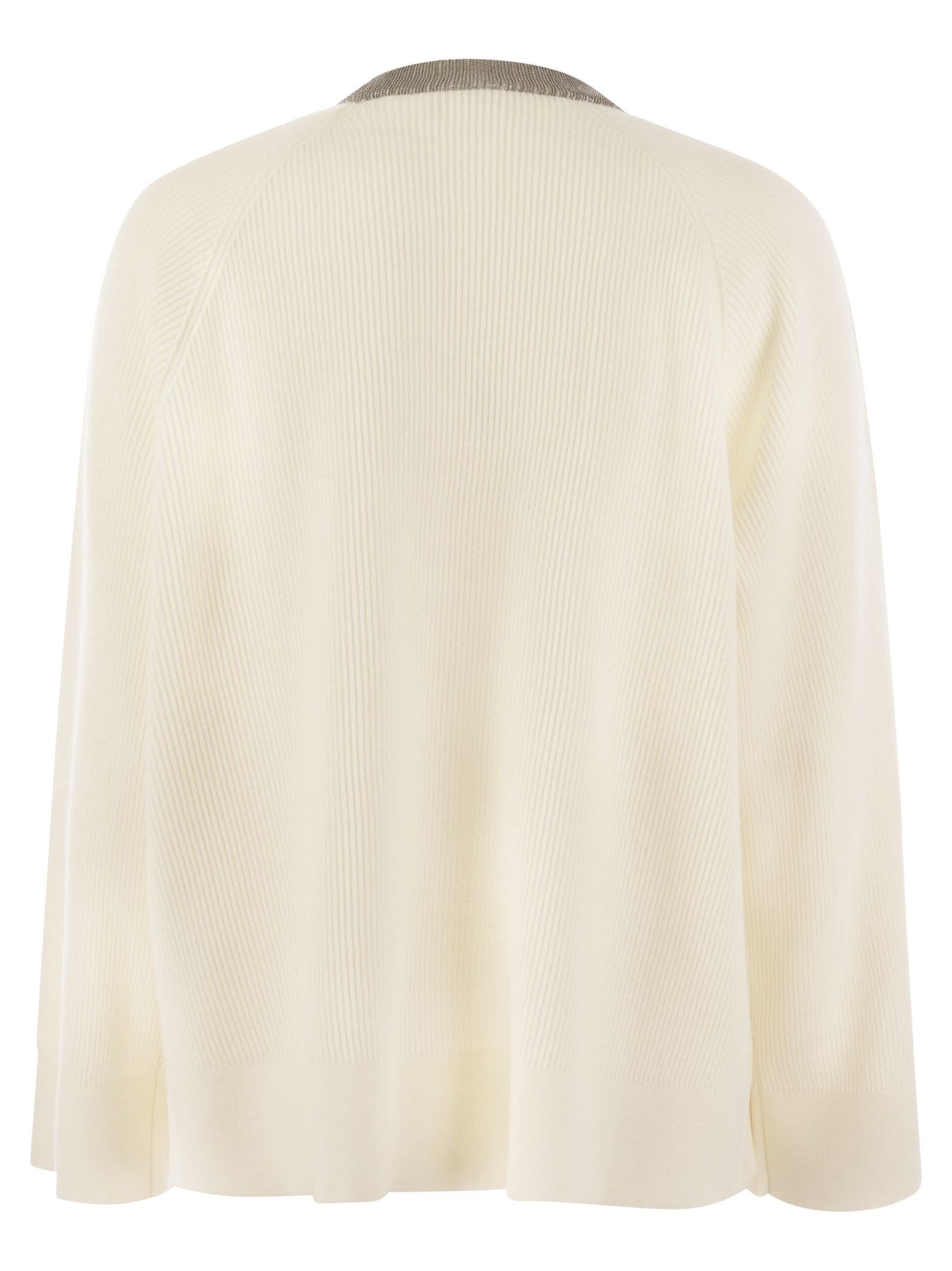 Brunello Cucinelli Women Ribbed Cashmere Sweater With Necklace by Luosophy