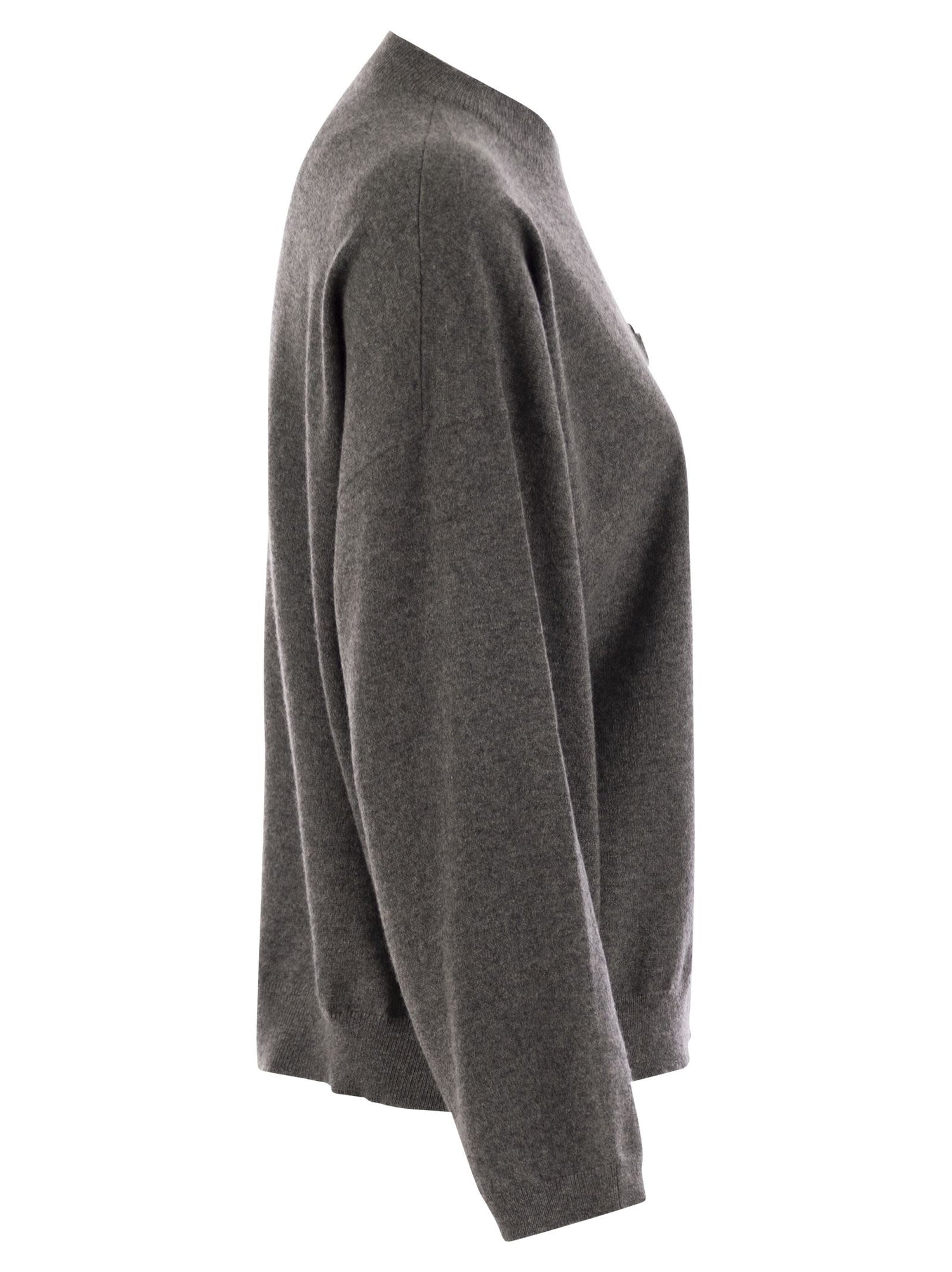 Brunello Cucinelli Women Cashmere Sweater With Breast Pocket And Necklace by Luosophy