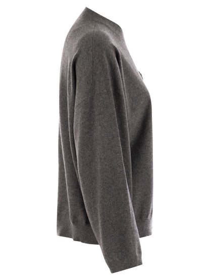 Brunello Cucinelli Women Cashmere Sweater With Breast Pocket And Necklace by Luosophy