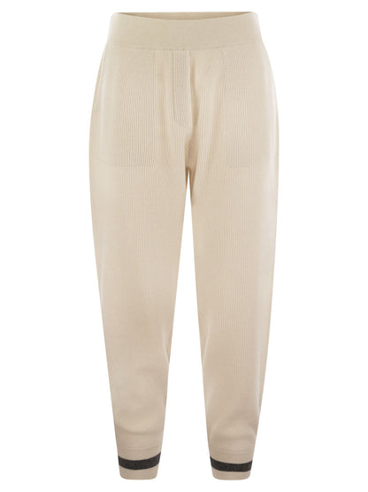 Brunello Cucinelli Women English Rib Cashmere Knit Trousers by Luosophy
