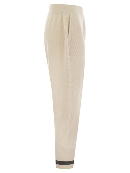 Brunello Cucinelli Women English Rib Cashmere Knit Trousers by Luosophy