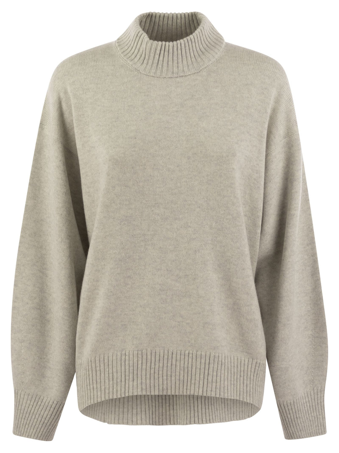 Brunello Cucinelli Women Cashmere Chimney Neck Sweater With Shiny Cuff Details by Luosophy