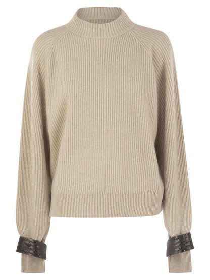 Brunello Cucinelli Women Cashmere Sweater With Shiny Detail by Luosophy