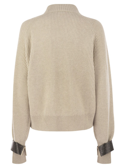 Brunello Cucinelli Women Cashmere Sweater With Shiny Detail by Luosophy