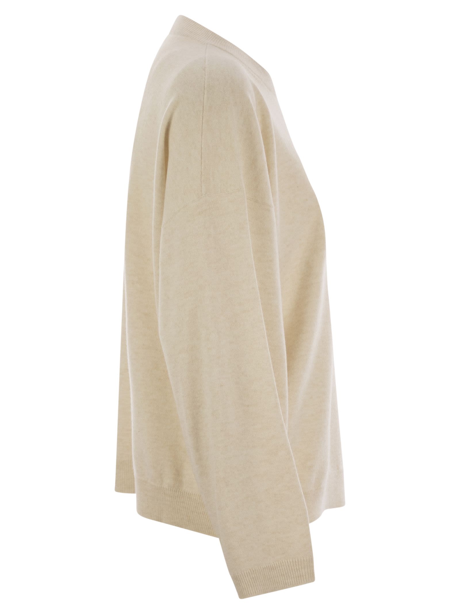 Brunello Cucinelli Women Virgin Wool, Cashmere And Silk Sweater With Shiny Pocket Detail by Luosophy