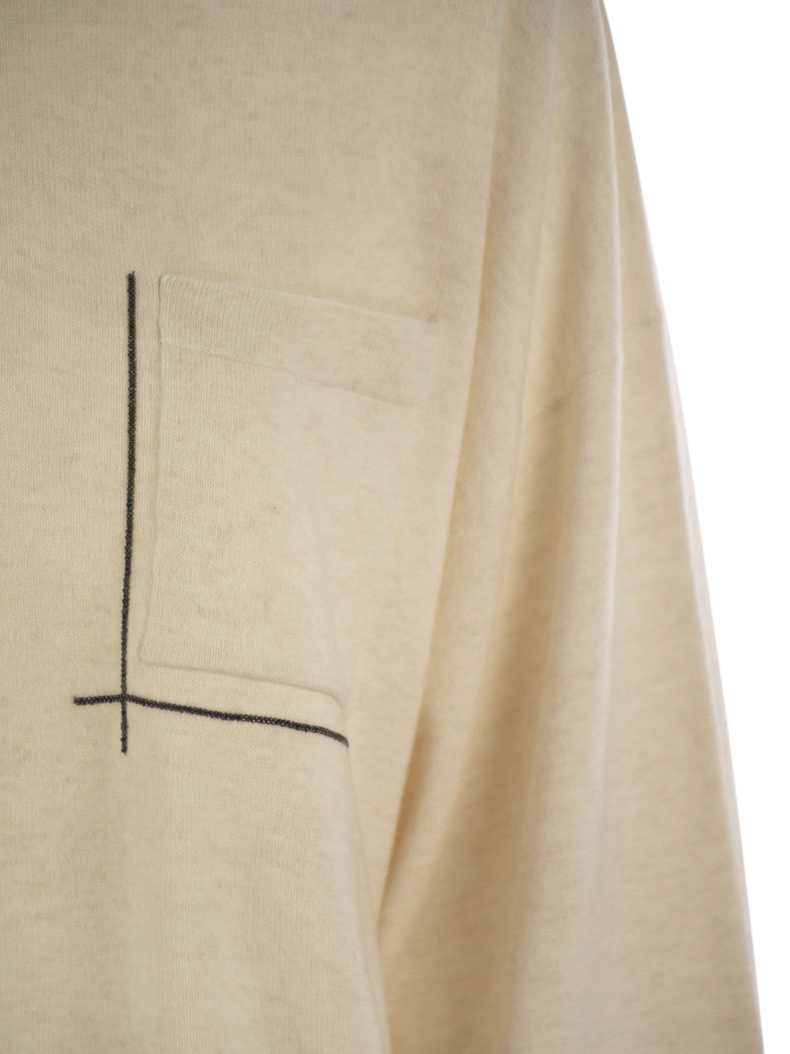 Brunello Cucinelli Women Virgin Wool, Cashmere And Silk Sweater With Shiny Pocket Detail by Luosophy