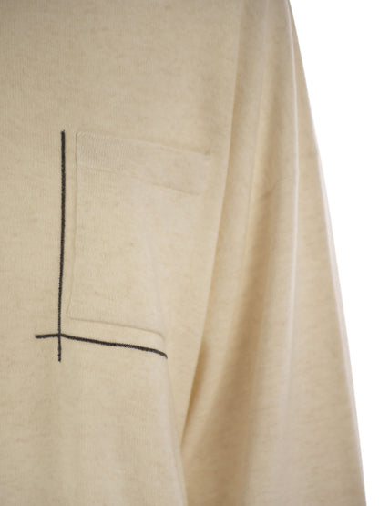 Brunello Cucinelli Women Virgin Wool, Cashmere And Silk Sweater With Shiny Pocket Detail by Luosophy