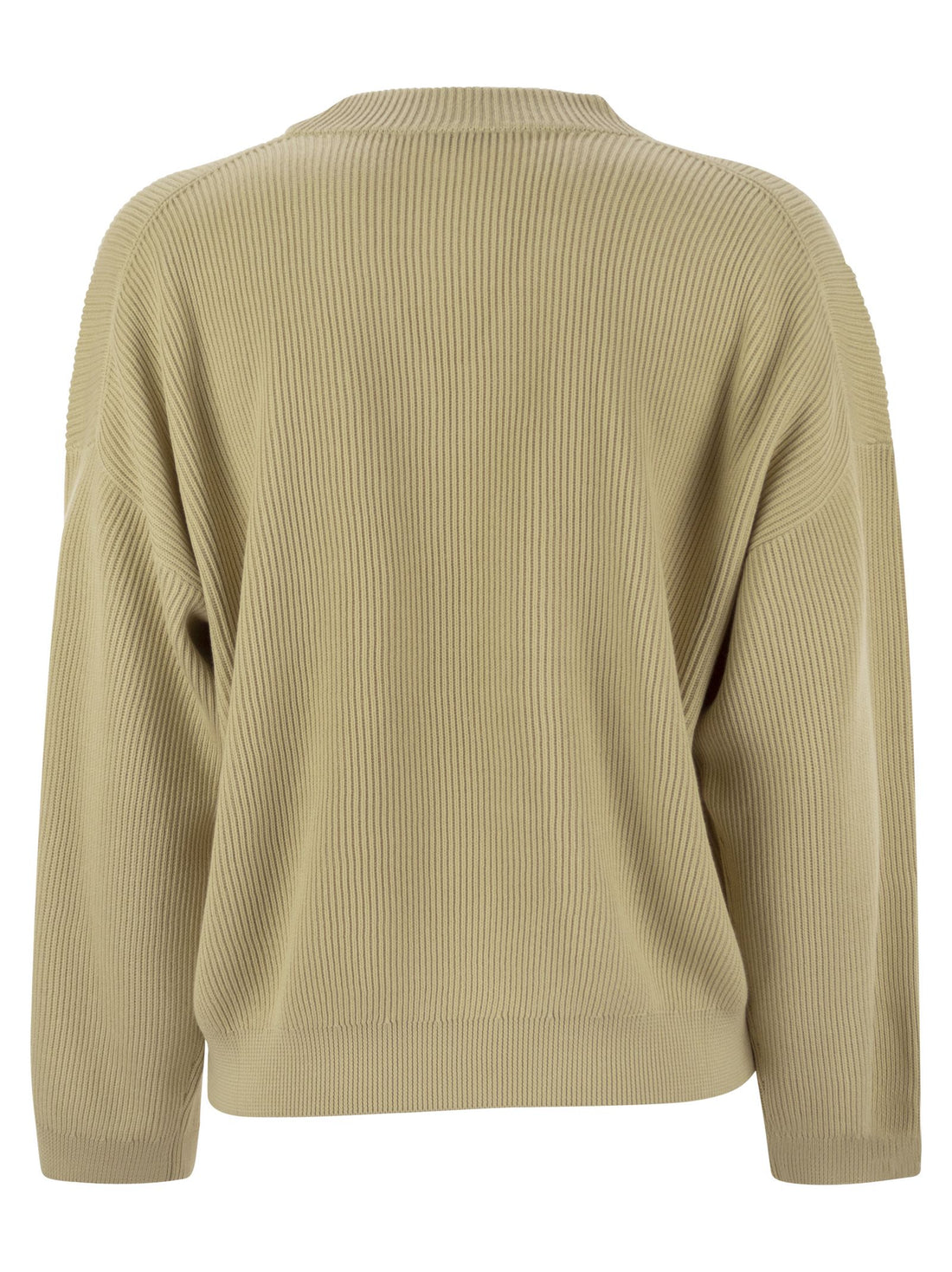 Brunello Cucinelli Women Cotton Rib Sweater With Shiny Detail by Luosophy
