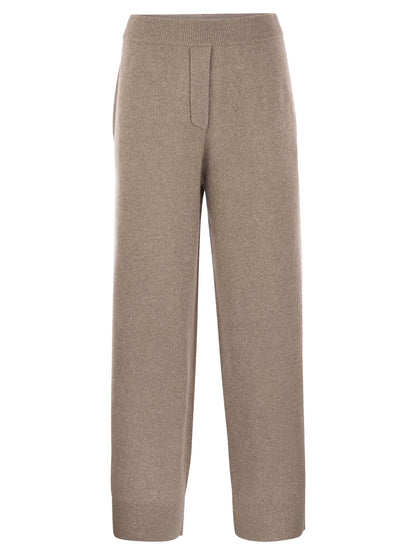 Brunello Cucinelli Women English Rib Cashmere And Viscose Knit Trousers by Luosophy