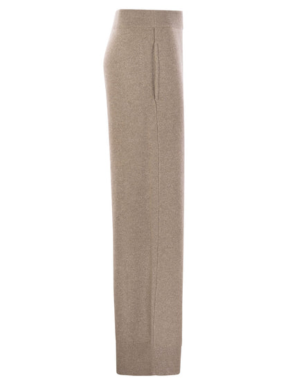 Brunello Cucinelli Women English Rib Cashmere And Viscose Knit Trousers by Luosophy