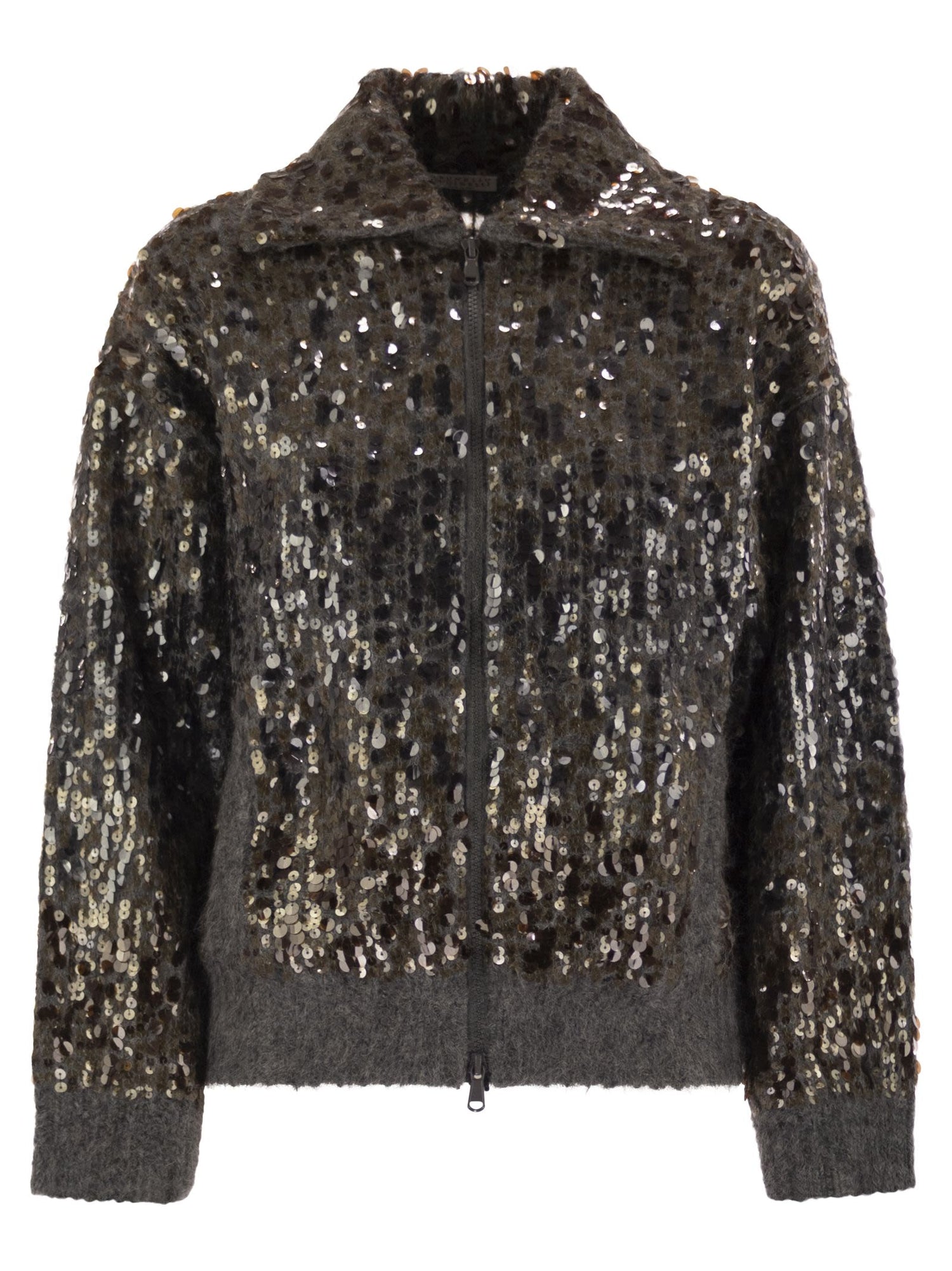 Brunello Cucinelli Women Dazzling Dégradé Embroidery Mohair And Wool Cardigan - DestGlow