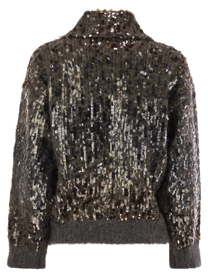 Brunello Cucinelli Women Dazzling Dégradé Embroidery Mohair And Wool Cardigan - DestGlow