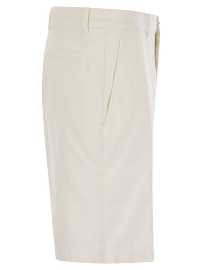 Brunello Cucinelli Men Cotton Gabardine Bermuda Shorts by Luosophy