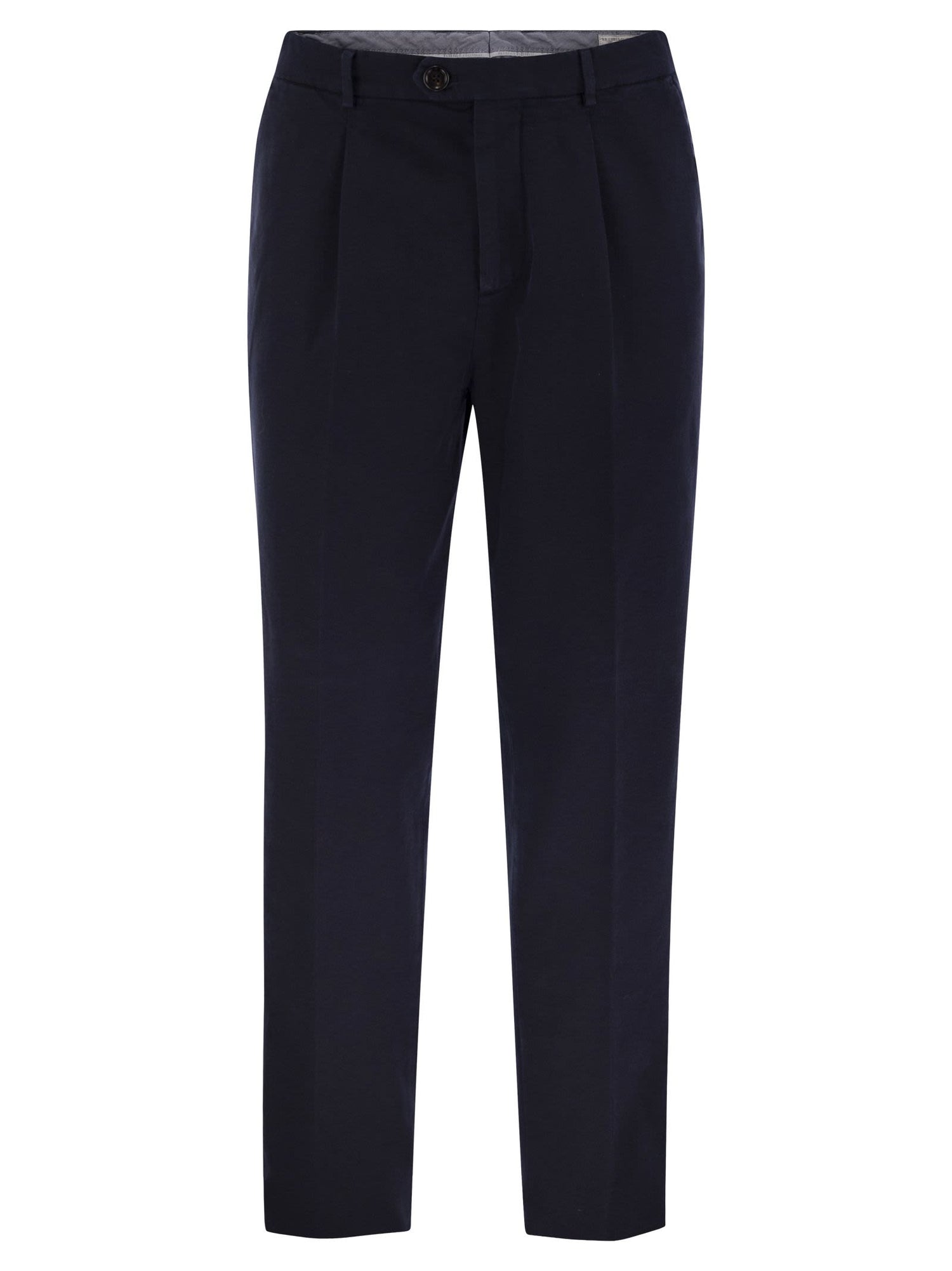 Brunello Cucinelli Men Leisure Fit Trousers In Garment-Dyed Cotton Velvet With Darts by Luosophy