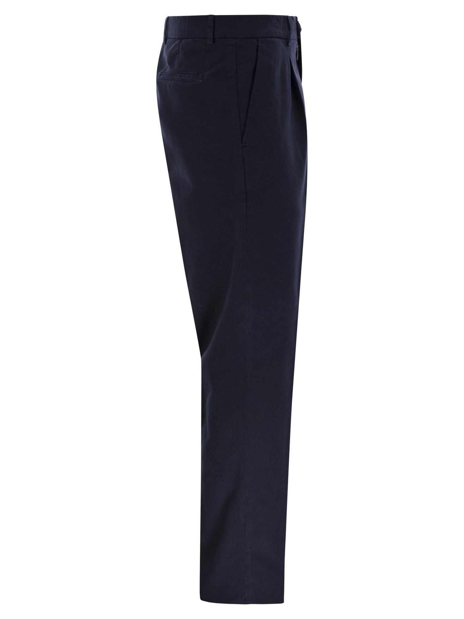 Brunello Cucinelli Men Leisure Fit Trousers In Garment-Dyed Cotton Velvet With Darts by Luosophy