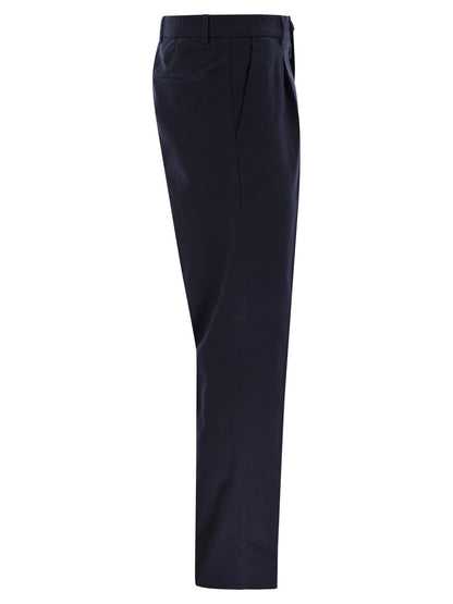 Brunello Cucinelli Men Leisure Fit Trousers In Garment-Dyed Cotton Velvet With Darts by Luosophy