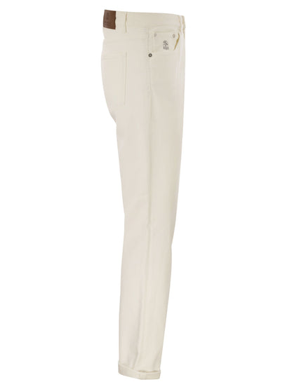Brunello Cucinelli Men Five-Pocket Traditional Fit Trousers In Light Comfort-Dyed Denim by Luosophy