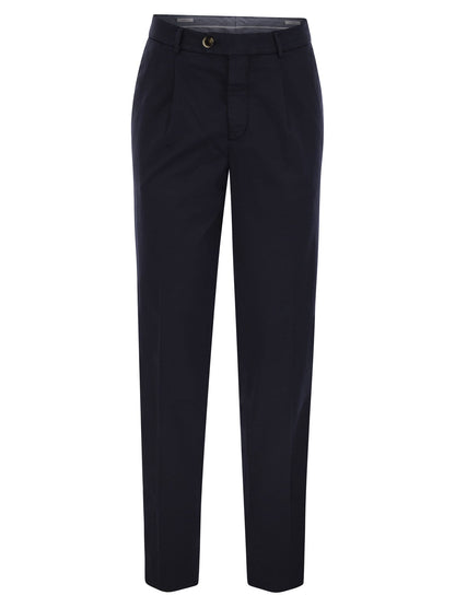 Brunello Cucinelli Men Garment-Dyed Leisure Fit Trousers In American Pima Comfort Cotton With Pleats by Luosophy