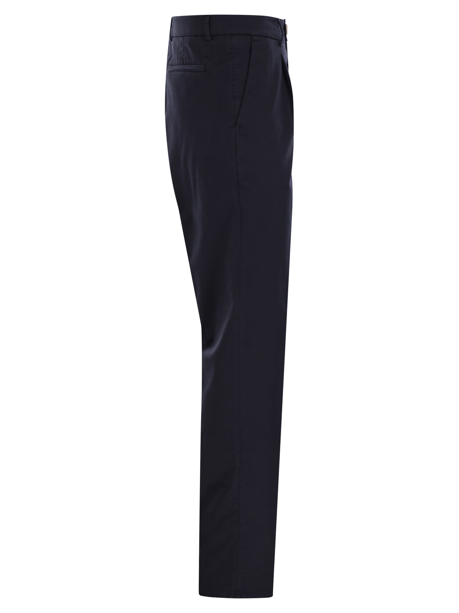 Brunello Cucinelli Men Garment-Dyed Leisure Fit Trousers In American Pima Comfort Cotton With Pleats by Luosophy
