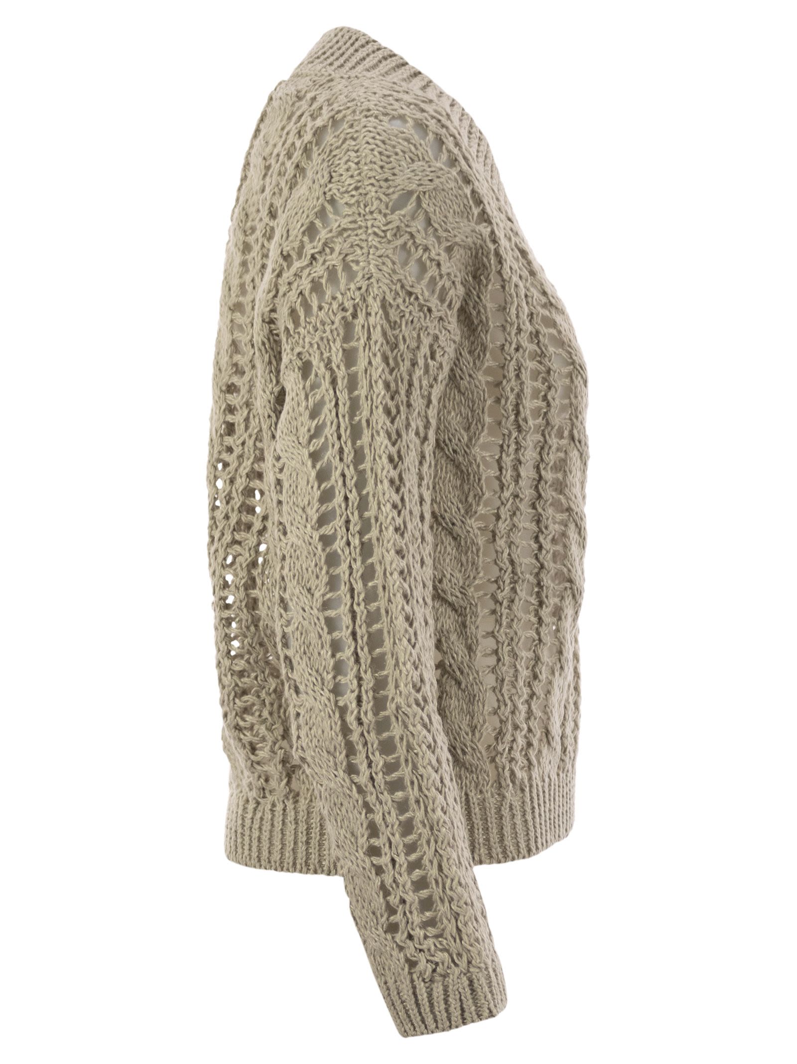 Brunello Cucinelli Women Cable &amp; Mesh Jute And Cotton Jersey