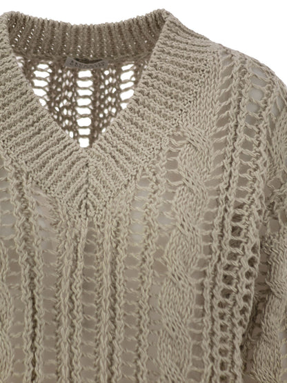 Brunello Cucinelli Women Cable &amp; Mesh Jute And Cotton Jersey