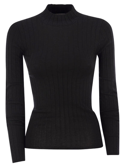 Brunello Cucinelli Women Lightweight Cashmere And Silk Broad Rib Sweater by Luosophy