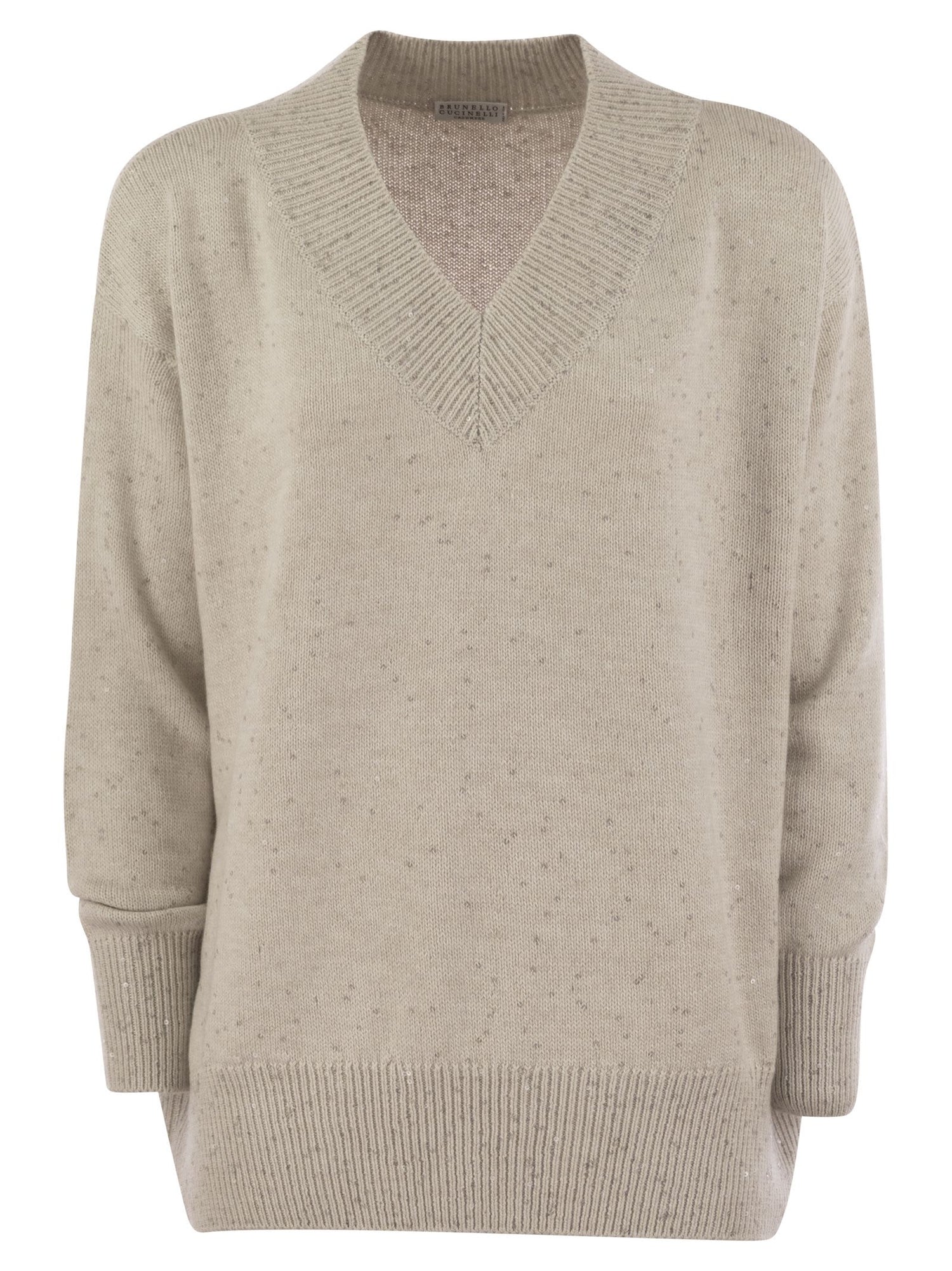 Brunello Cucinelli Women Cashmere And Silk Sweater With Micro Sequins by Luosophy