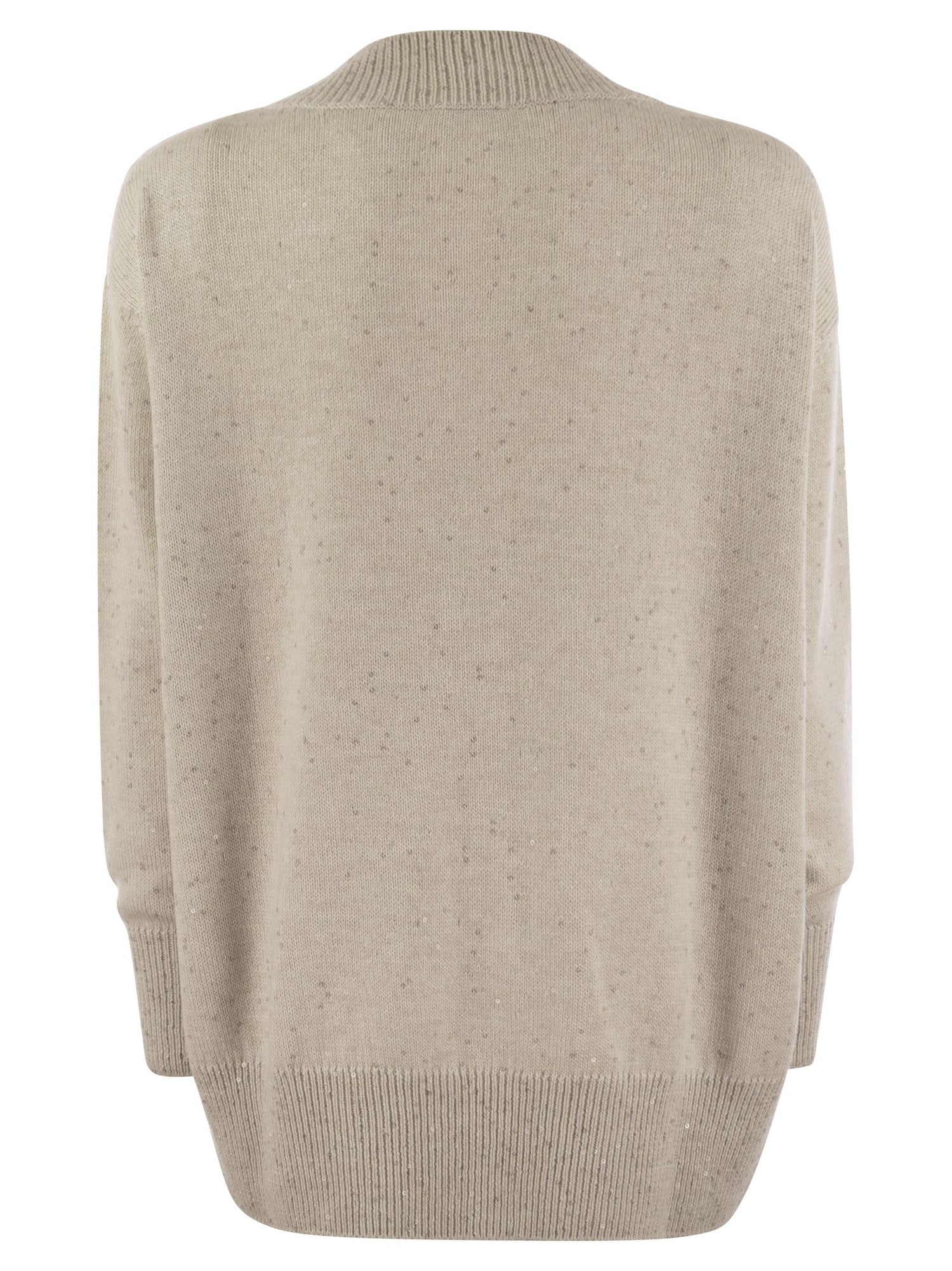 Brunello Cucinelli Women Cashmere And Silk Sweater With Micro Sequins by Luosophy