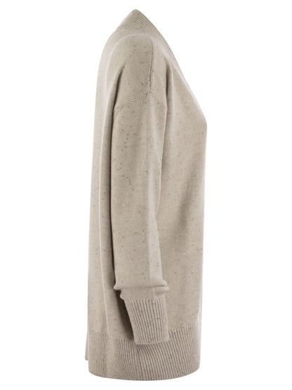 Brunello Cucinelli Women Cashmere And Silk Sweater With Micro Sequins by Luosophy