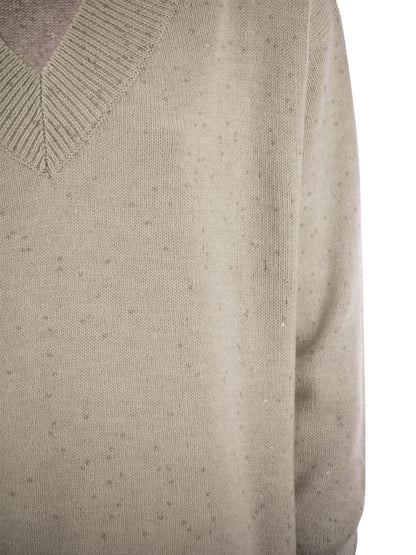Brunello Cucinelli Women Cashmere And Silk Sweater With Micro Sequins by Luosophy