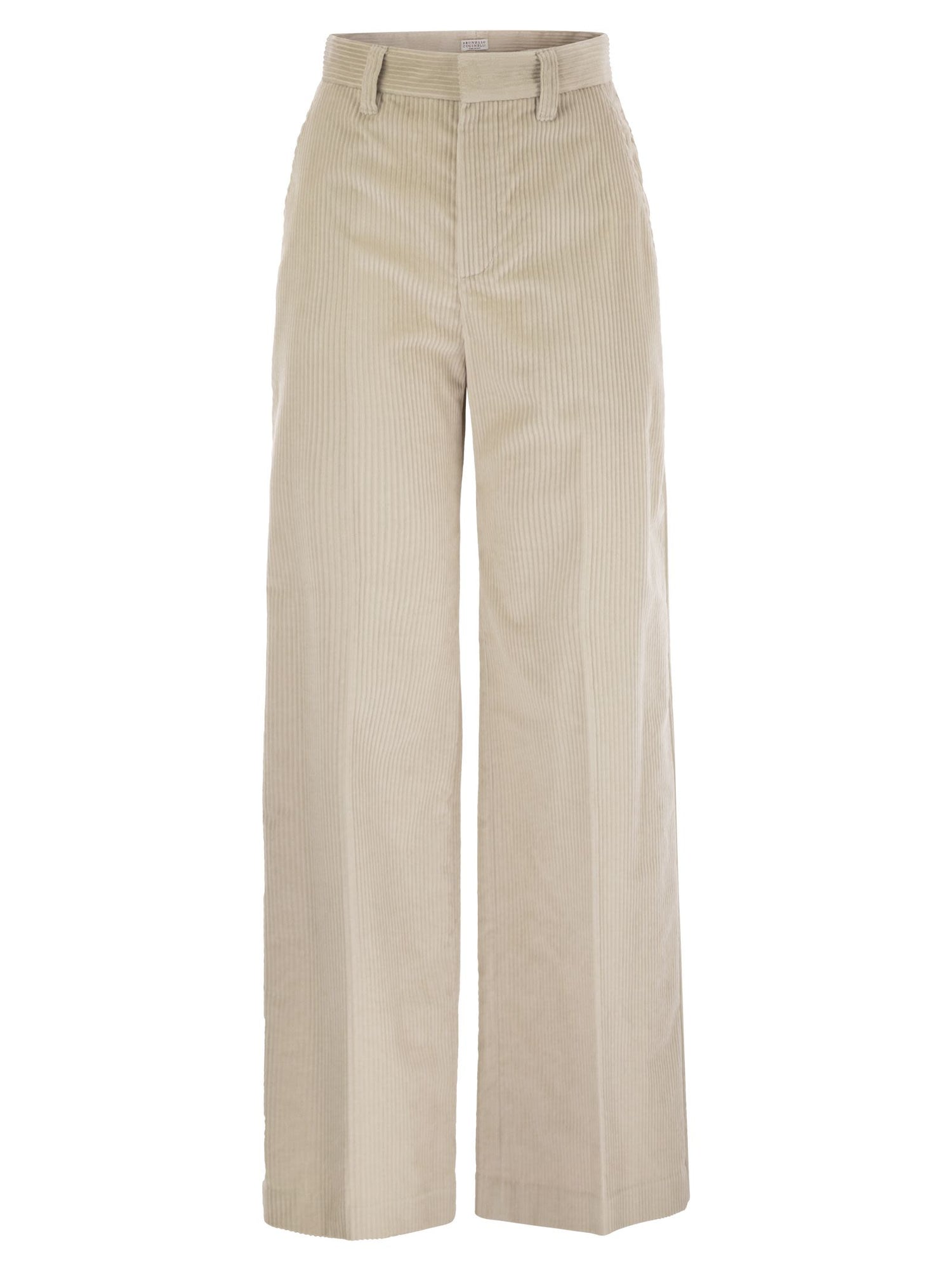 Brunello Cucinelli Women Fluid Corduroy Sartorial Track Trousers With Jewellery by Luosophy