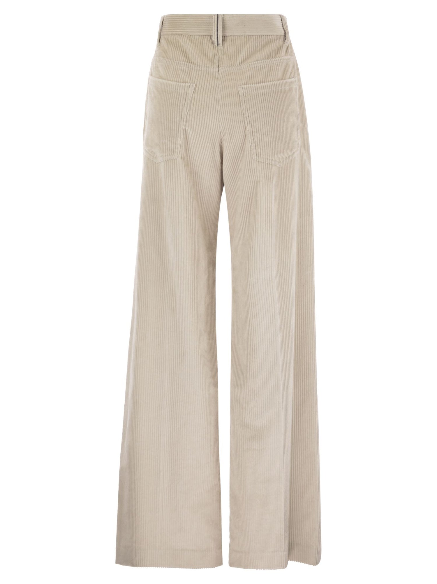 Brunello Cucinelli Women Fluid Corduroy Sartorial Track Trousers With Jewellery by Luosophy