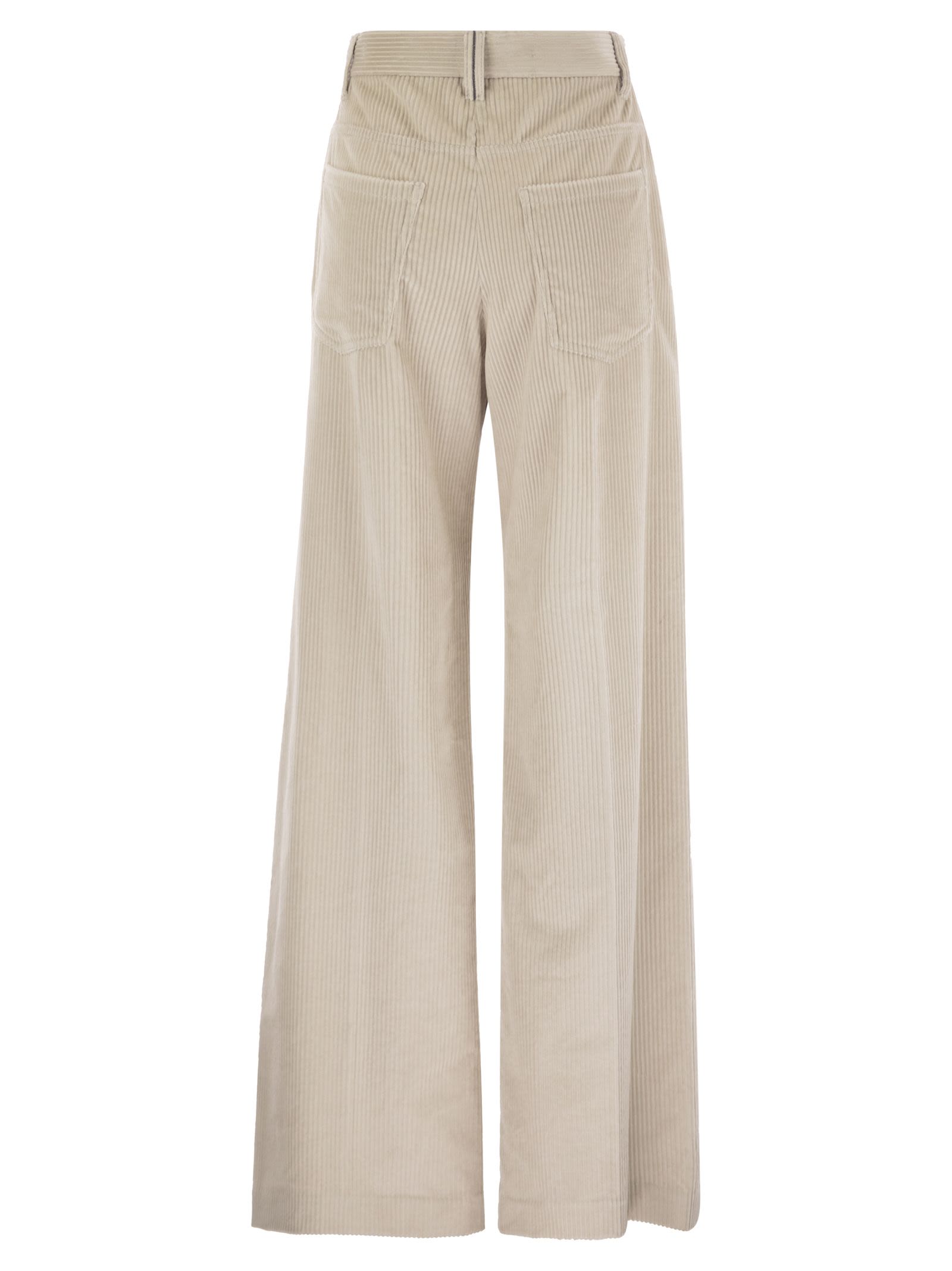 Brunello Cucinelli Women Fluid Corduroy Sartorial Track Trousers With Jewellery by Luosophy