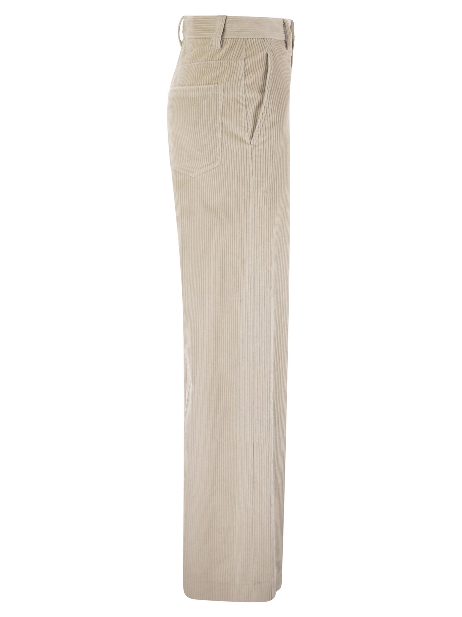 Brunello Cucinelli Women Fluid Corduroy Sartorial Track Trousers With Jewellery by Luosophy