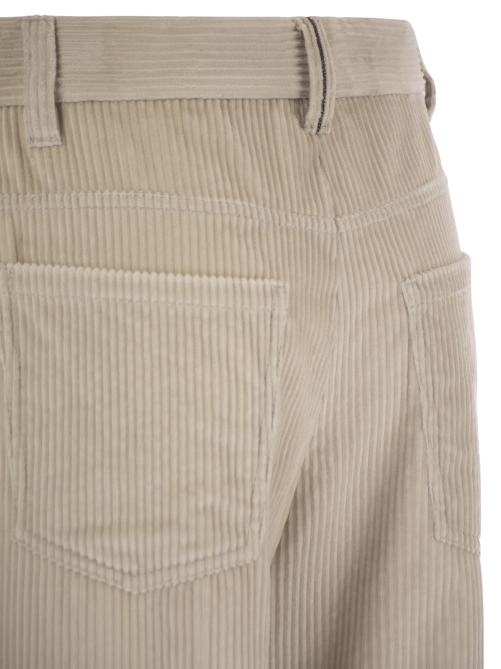 Brunello Cucinelli Women Fluid Corduroy Sartorial Track Trousers With Jewellery by Luosophy