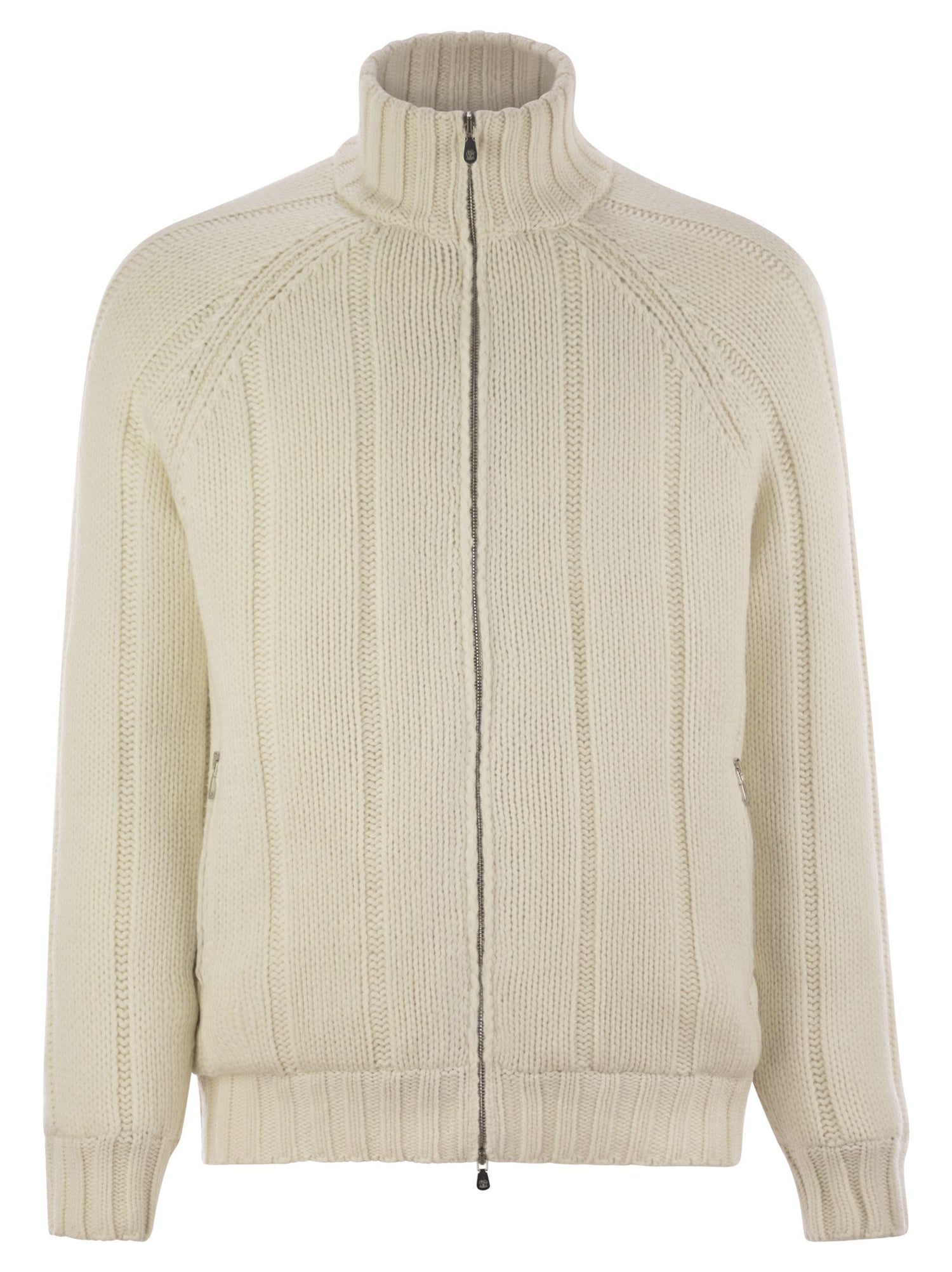 Brunello Cucinelli Men Cashmere Knit Down Jacket With Zip by Luosophy