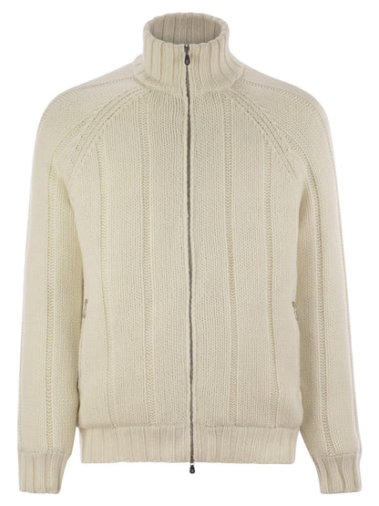 Brunello Cucinelli Men Cashmere Knit Down Jacket With Zip by Luosophy
