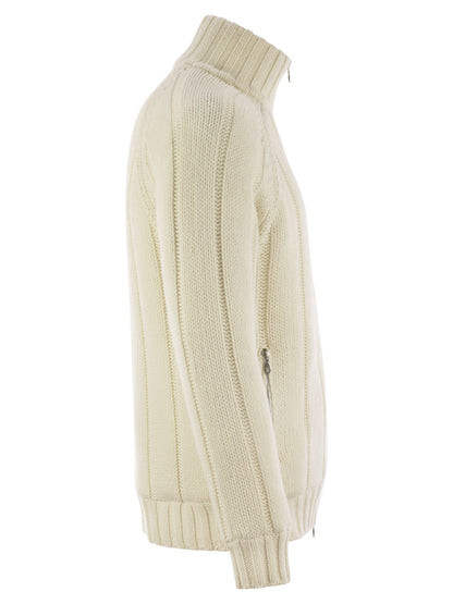 Brunello Cucinelli Men Cashmere Knit Down Jacket With Zip by Luosophy