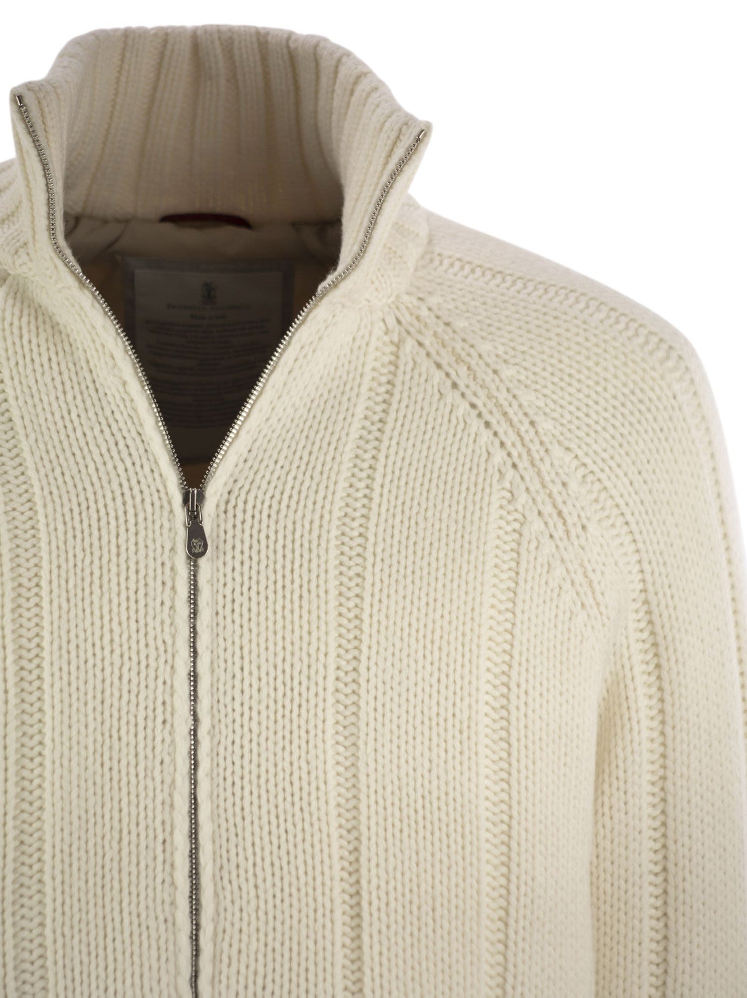 Brunello Cucinelli Men Cashmere Knit Down Jacket With Zip by Luosophy