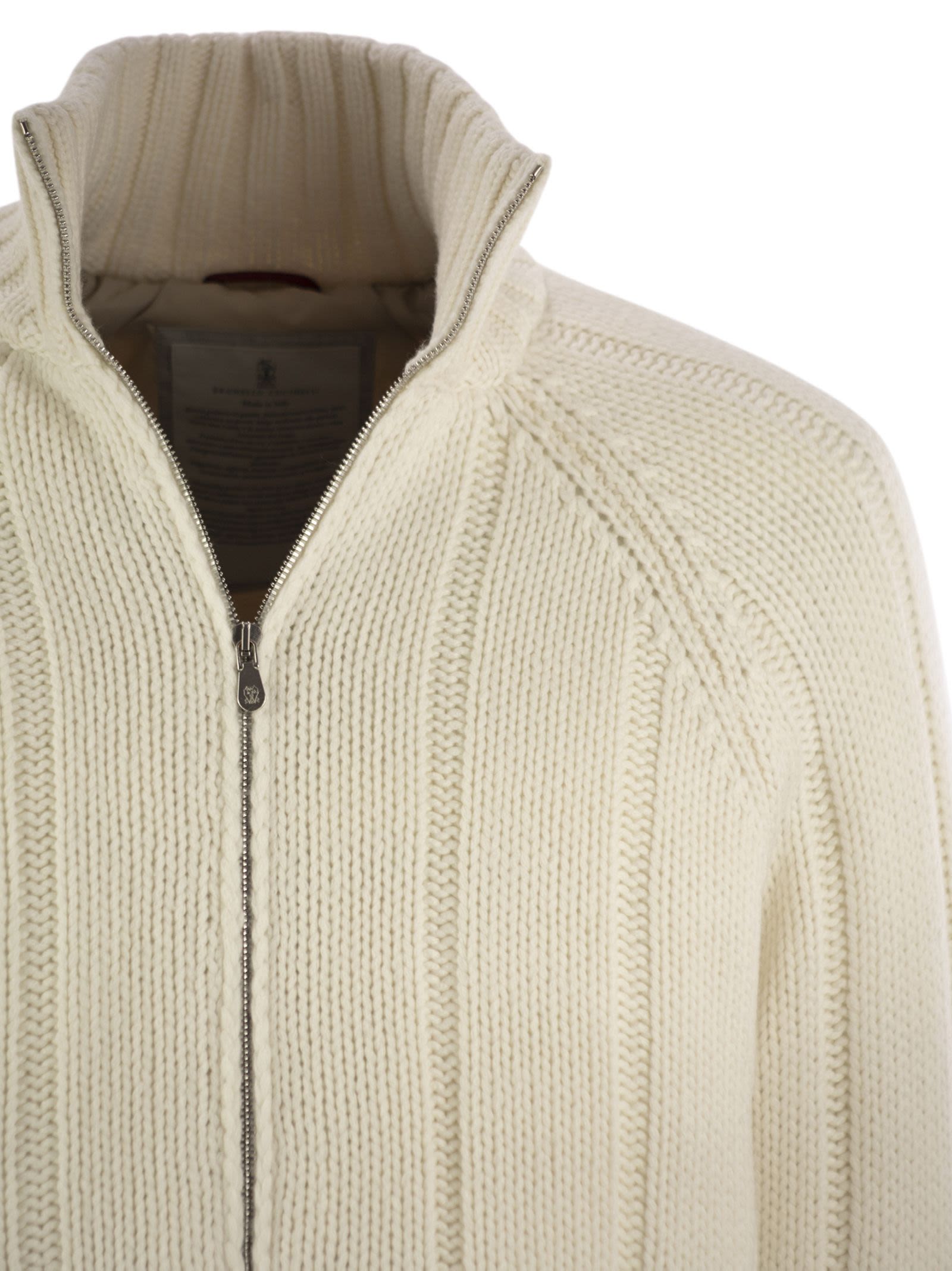 Brunello Cucinelli Men Cashmere Knit Down Jacket With Zip by Luosophy